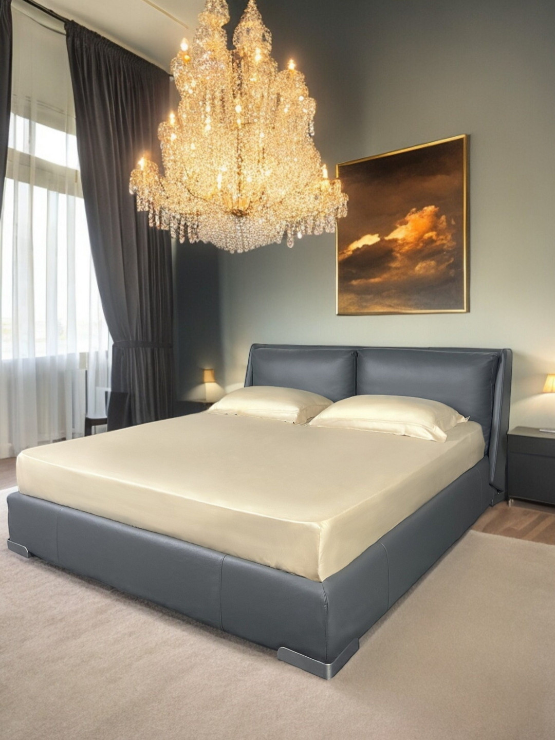 ERBA Torino Beige Cotton 500 TC King Superfine Bedsheet with 2 Pillow Covers-108 x 108 inches