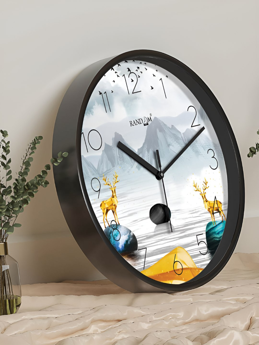 RANDOM Round Plastic Non Ticking Battery Analogue Wall Clock-30.5cm
