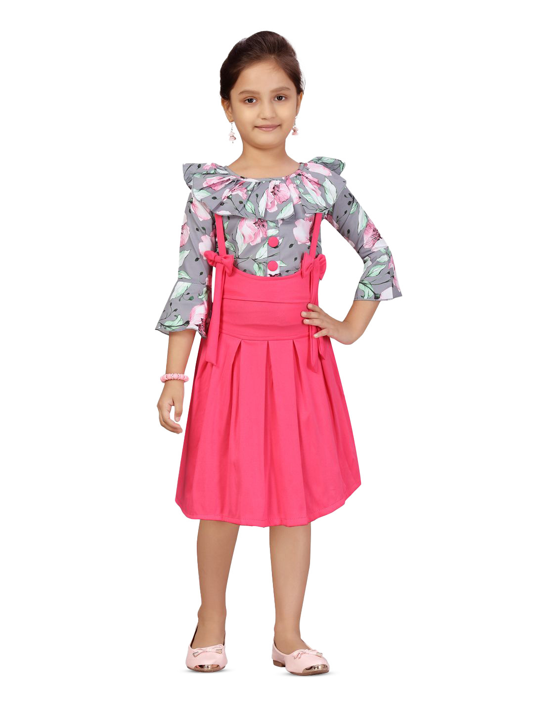 BAESD Girls Shoulder Straps Pinafore Dress with Top