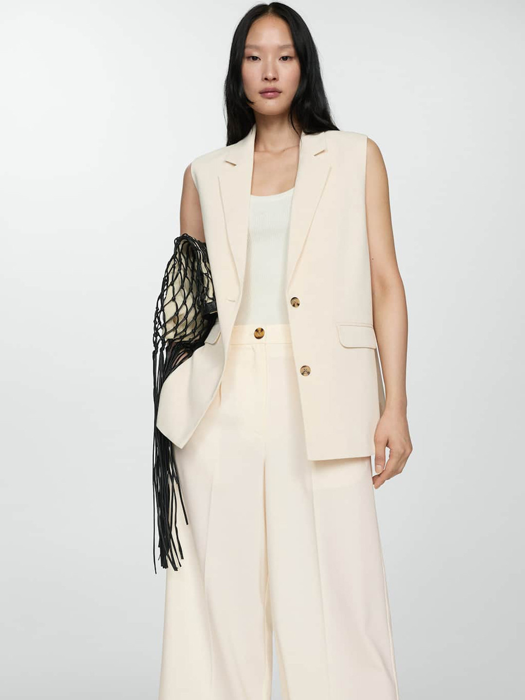 MANGO Lapel Collar Longline Waistcoat