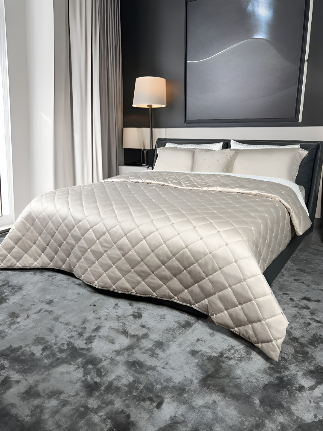 ERBA Genoa Beige Textured Double King Duvet Cover