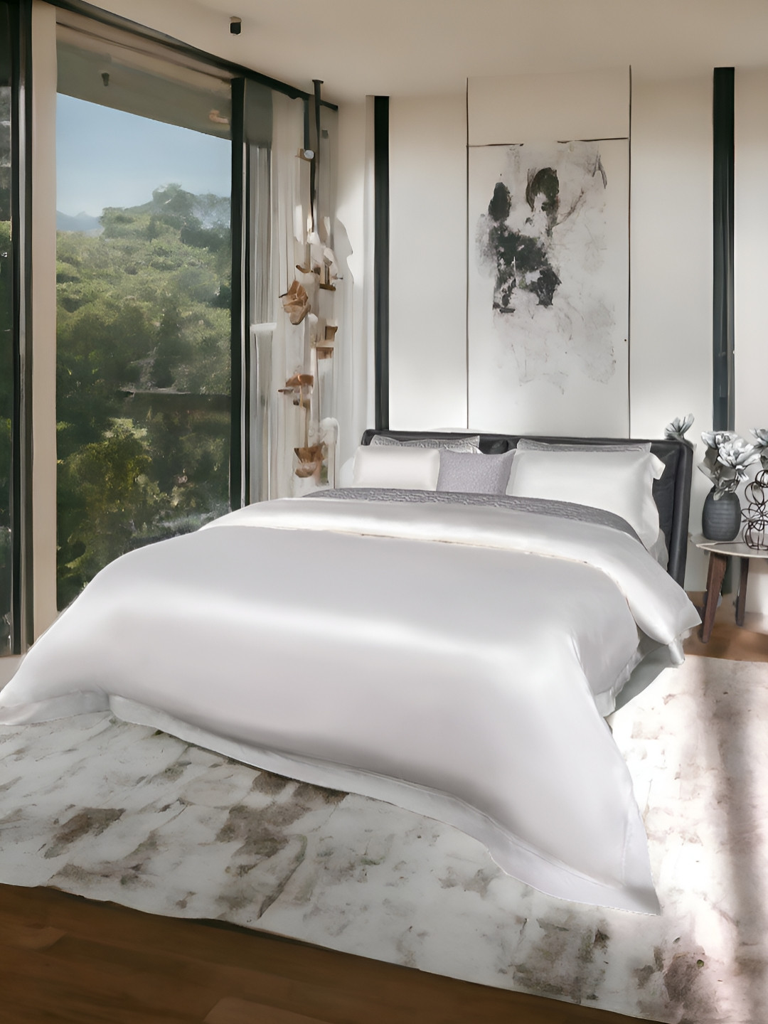 ERBA Palma White Cotton King Size Duvet Cover