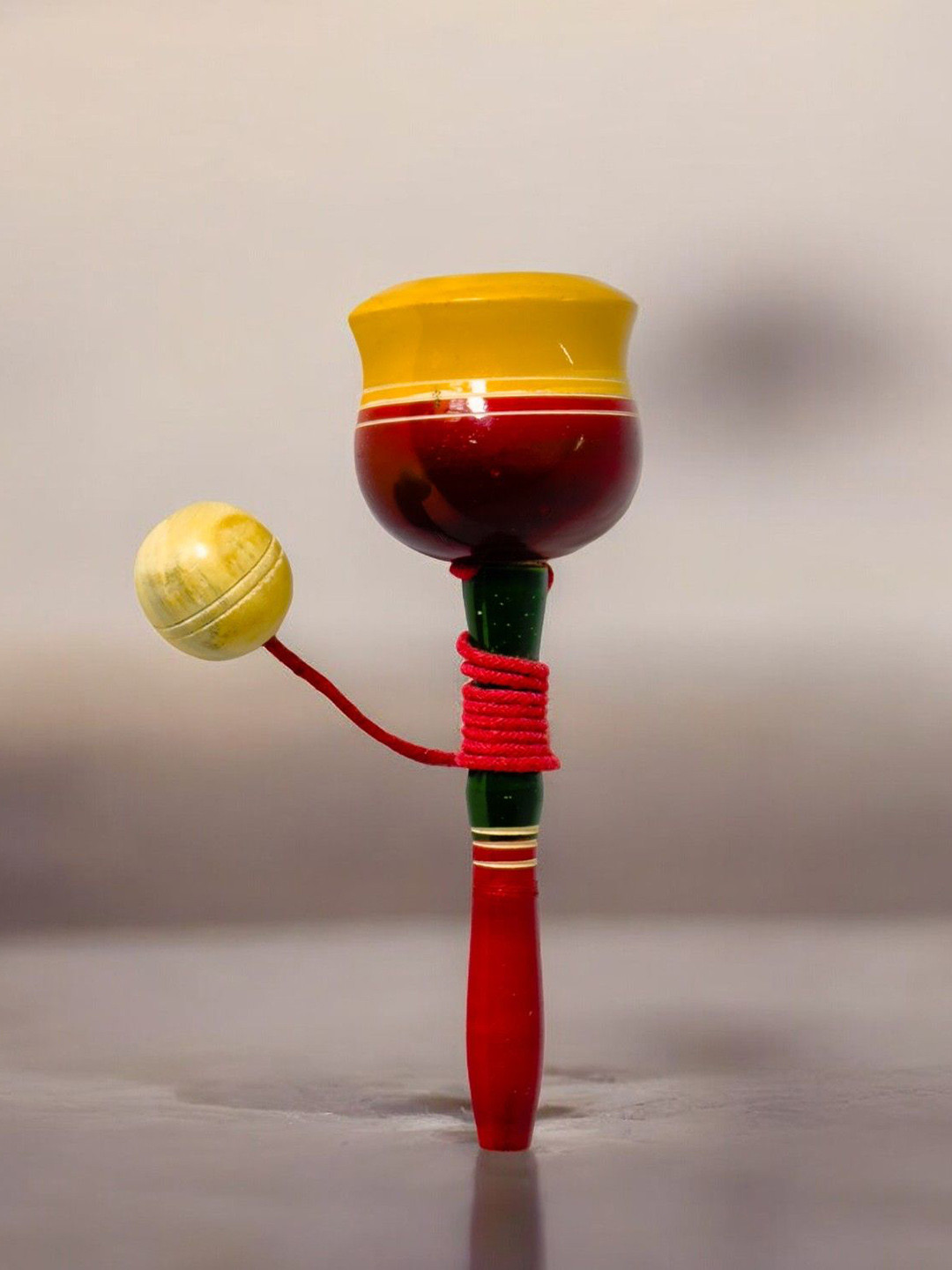 LITTLE GINNIE Kids Colourblocked Wooden Cup and Ball Game Toy