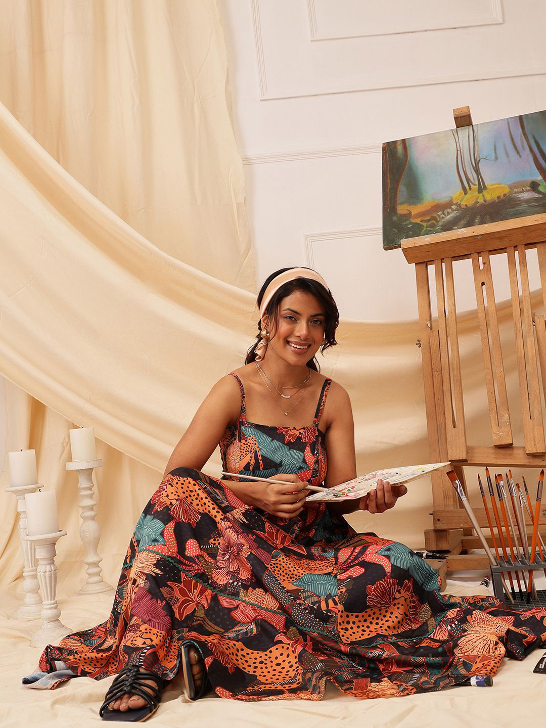 QUIERO Women Animal Printed Fit & Flare Maxi Dress