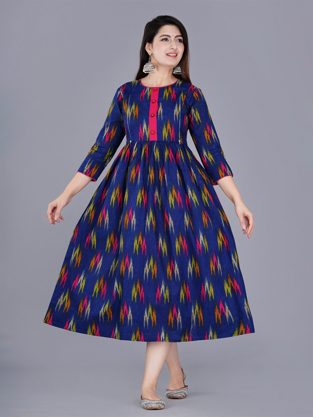 Cloth Bites Women Floral Printed Fit and Flare Midi Dress