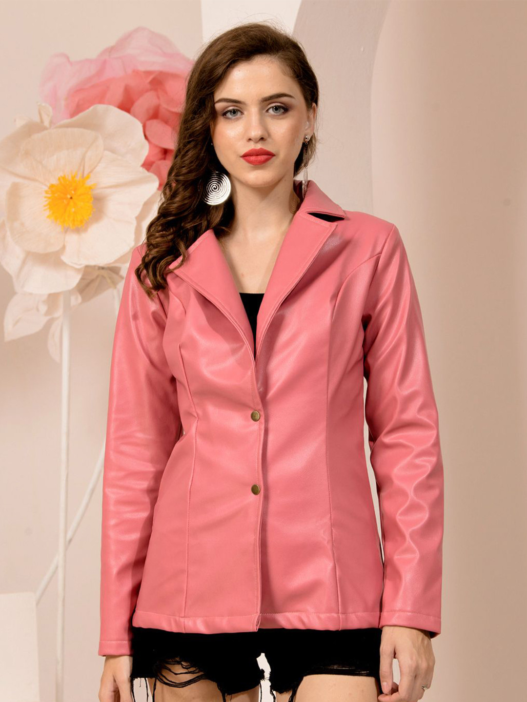 TANDUL Lapel Collar Leather Jacket