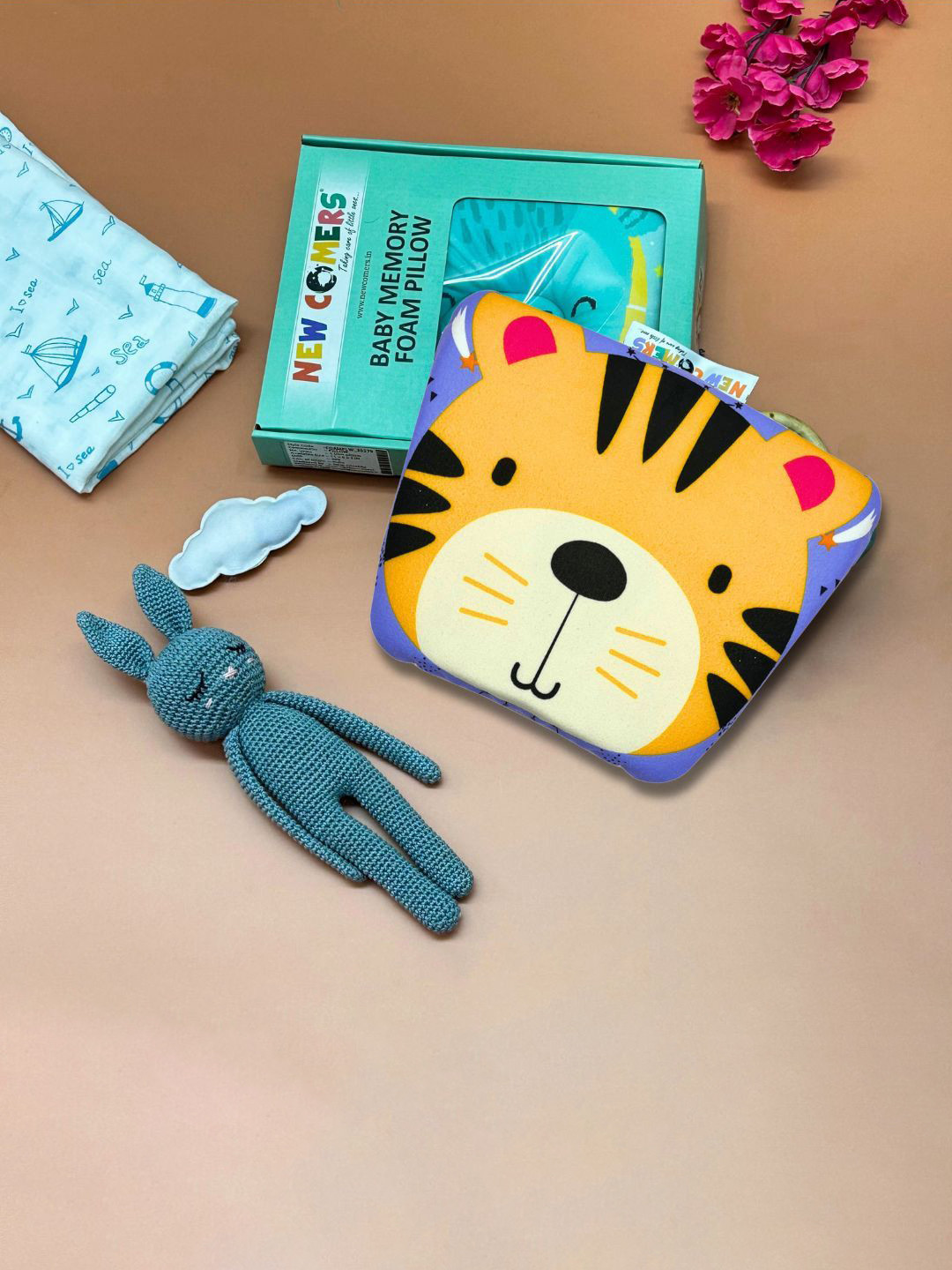 NEW COMERS Infant Yellow & Purple Printed Pillow