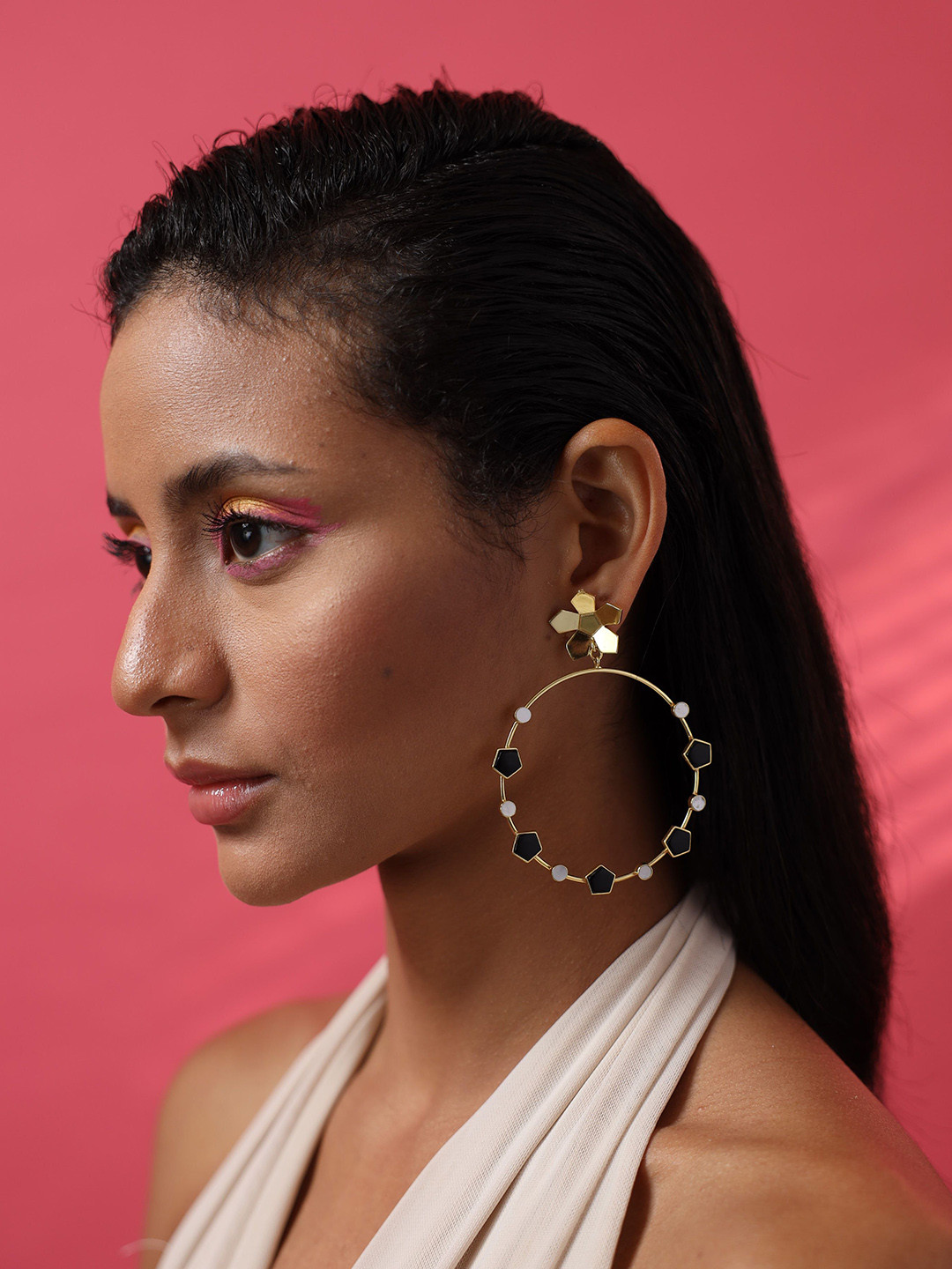 Varnika Arora Agnes Gold-Plated Geometric Mirror Hoop Earrings