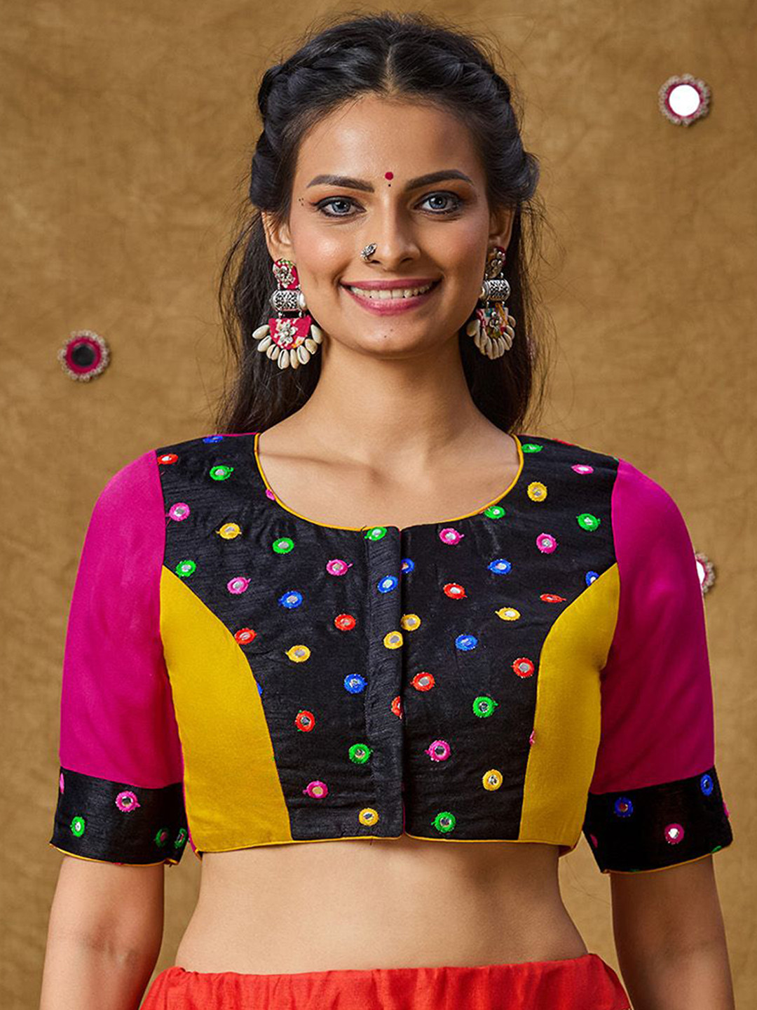 SALWAR STUDIO Cotton Round Neck Saree Blouse