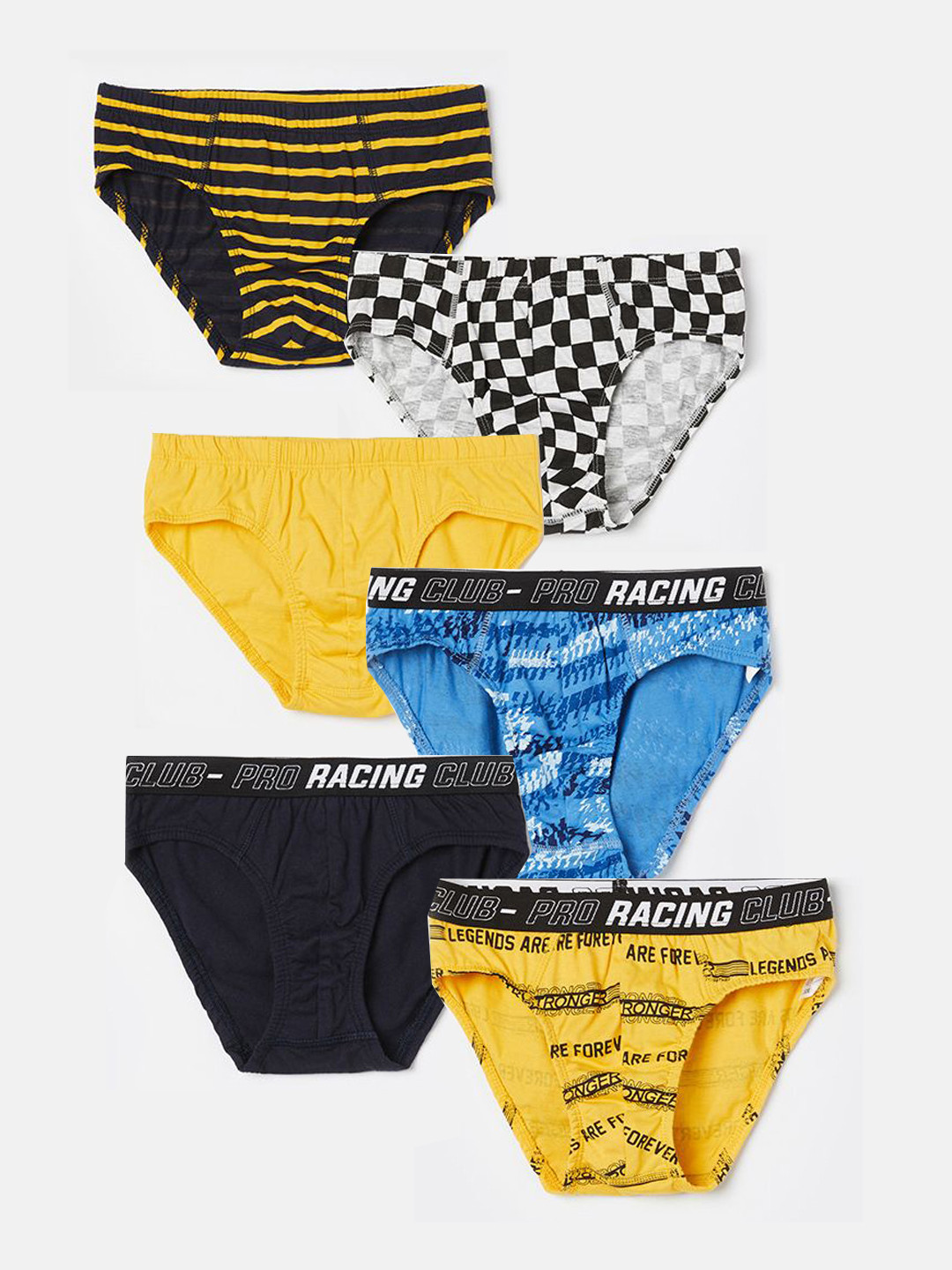 Fame Forever by Lifestyle Boys Pack Of 6 Printed Pure Cotton Briefs - 30529320 & 30529321