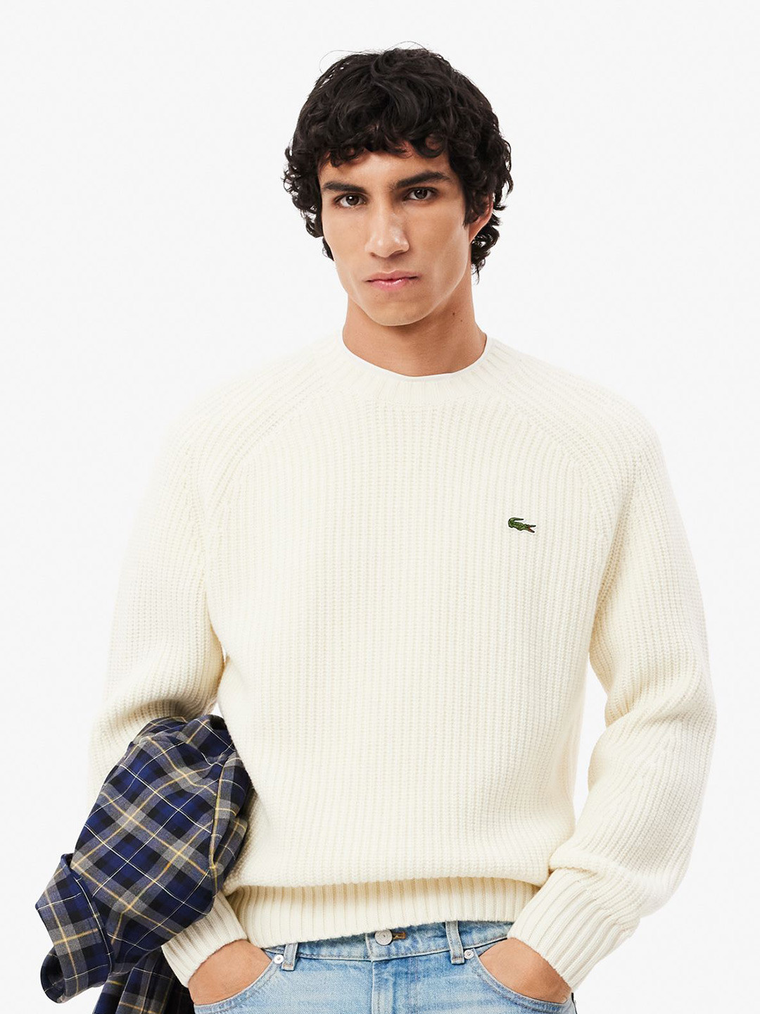 Lacoste Men Ribbed Woollen Casual Pullover