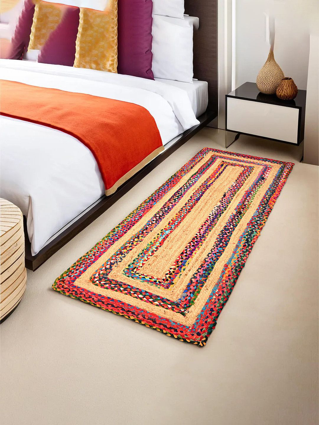 Kuber Industries Brown & Red Striped Anti Slip Bed Runners