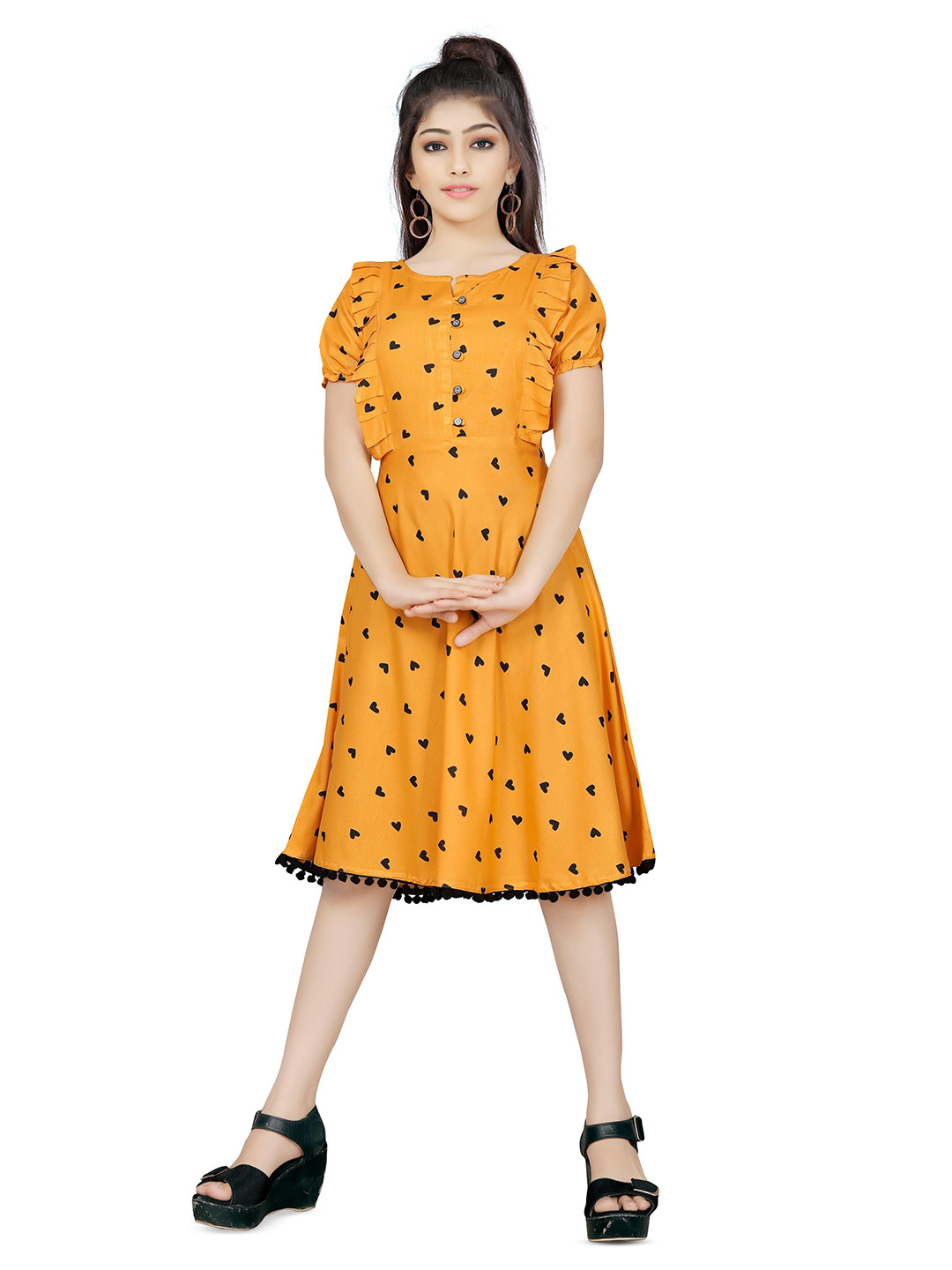 JI Fashion Girls Printed Fit & Flare Dress