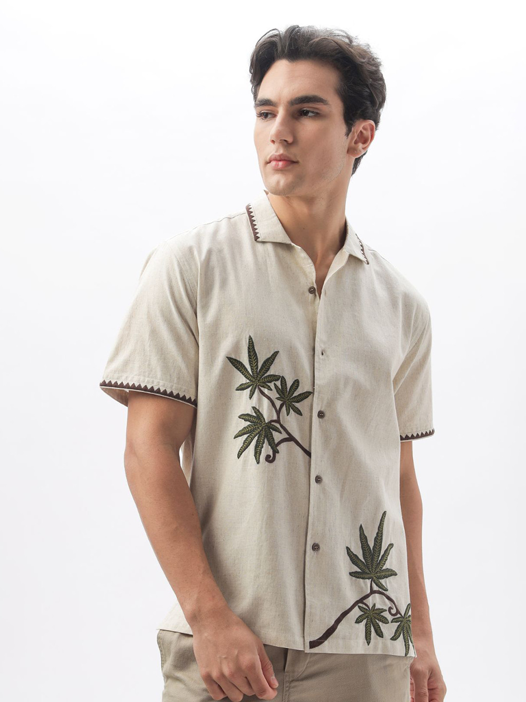 HAMPTONS Men Cotton Embroidered Casual Shirt