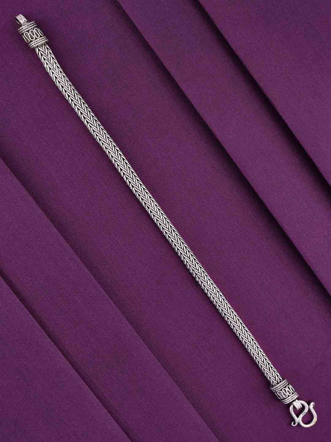 KAI JEWEL Men Sterling Silver Rhodium-Plated Wraparound Bracelet