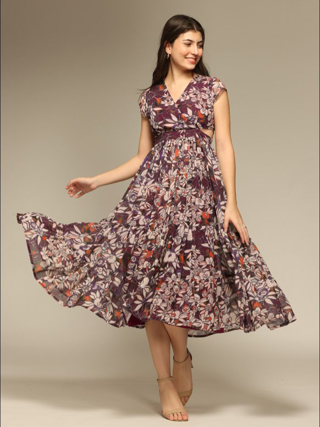 OCTICS Women Floral Printed Maxi Dress