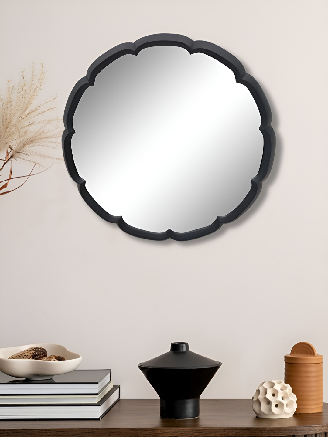 Metalsmith Black & Grey Round Shape Wall Hanging Mirror