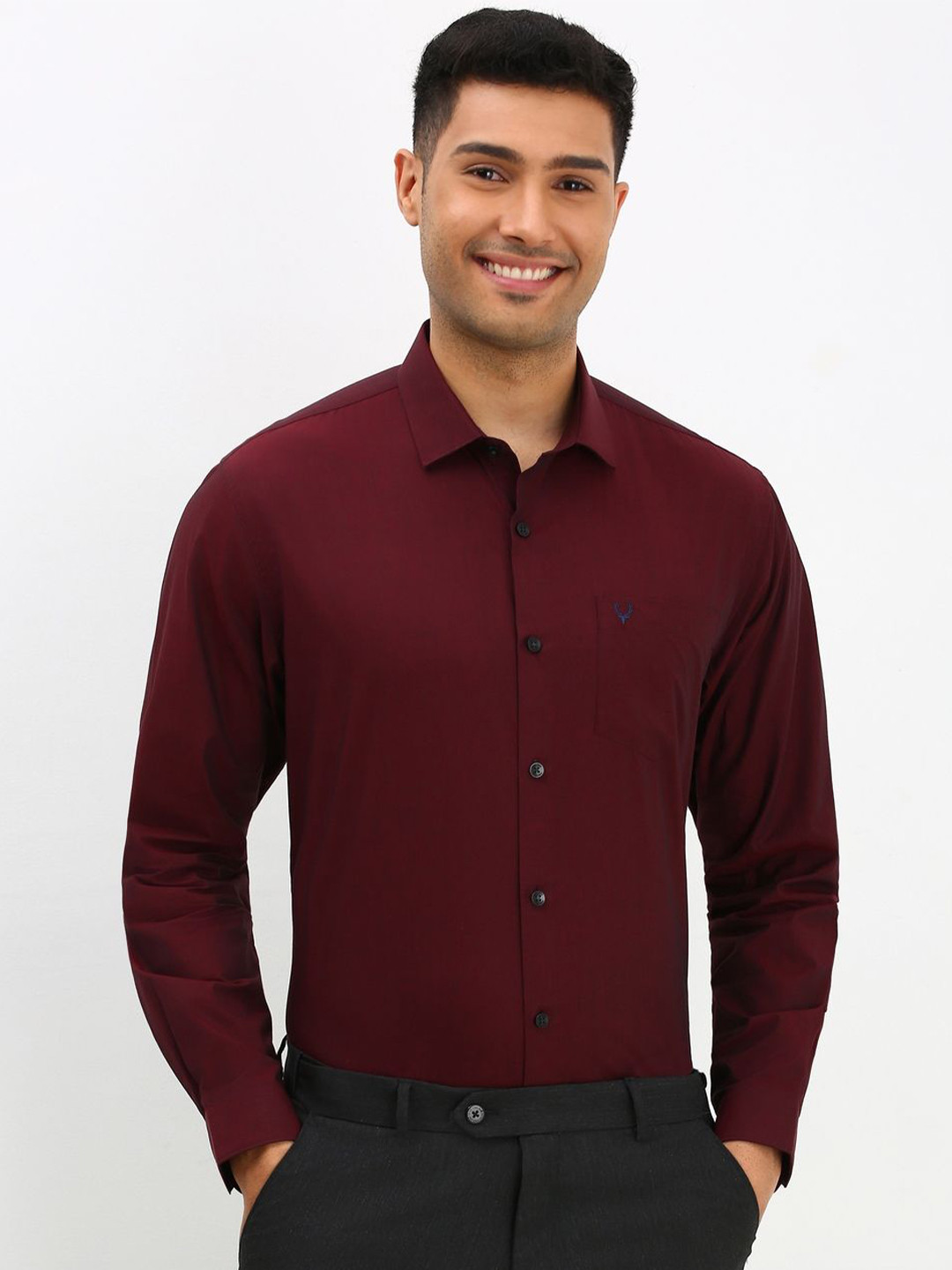 Allen Solly Men Spread Collar Solid Cotton Slim Fit Formal Shirt