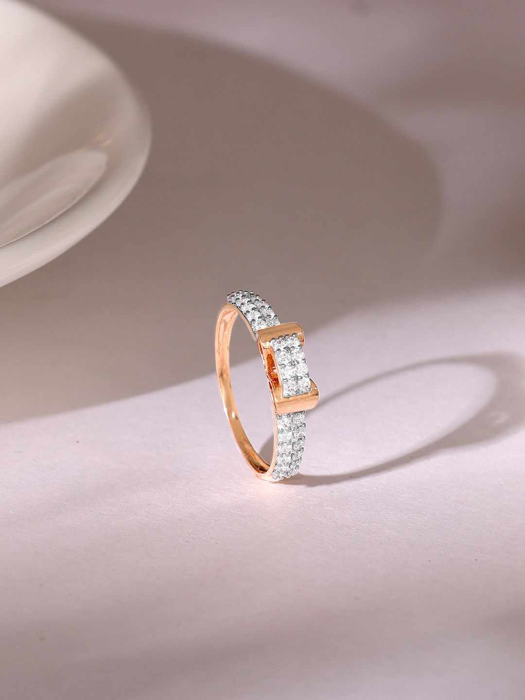 GIVA 18K Rose Gold Diamond Ring-2.02 gms