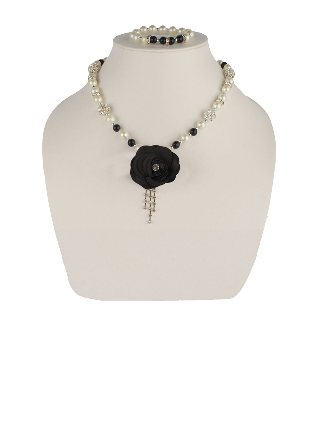 Daizy Girls Stone Studded & Beaded Flower Necklace & Braclet Jewellery Set