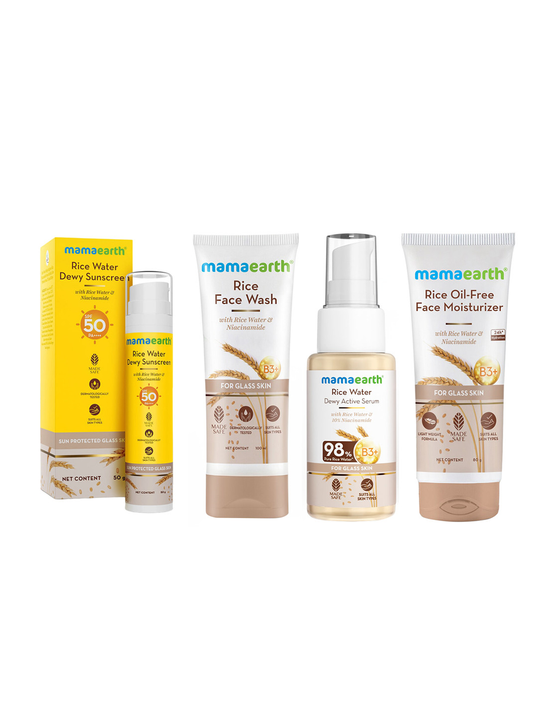 Mamaearth 4 Pcs Rice Water Skin Care Combo