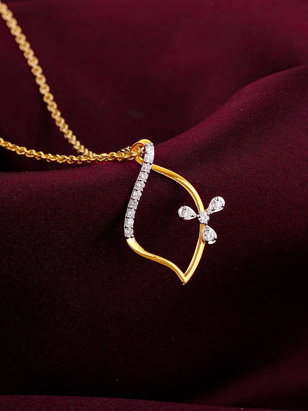 GIVA 14KT BIS Hall Mark Yellow Gold Endless Bloom Diamond  Pendant - 0.76g