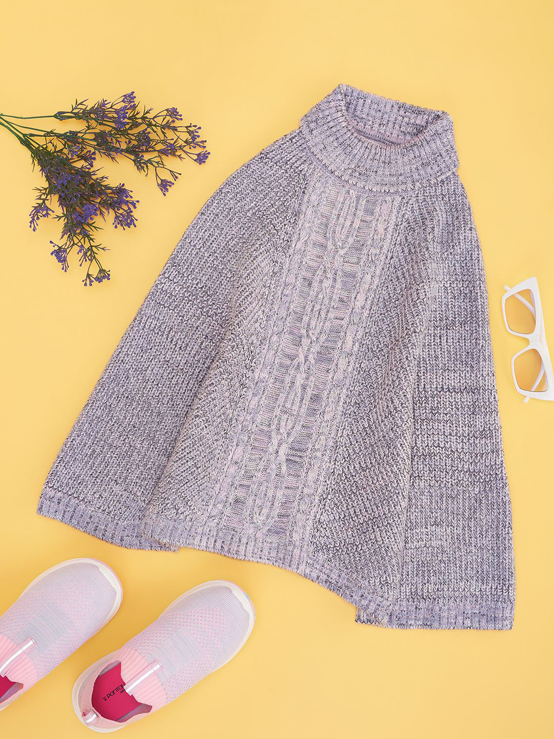 Pantaloons Junior Girls Self Design Open Knit Poncho