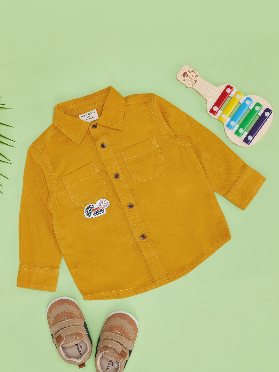 Pantaloons Baby Boys Spread Collar Solid Cotton Casual Shirt