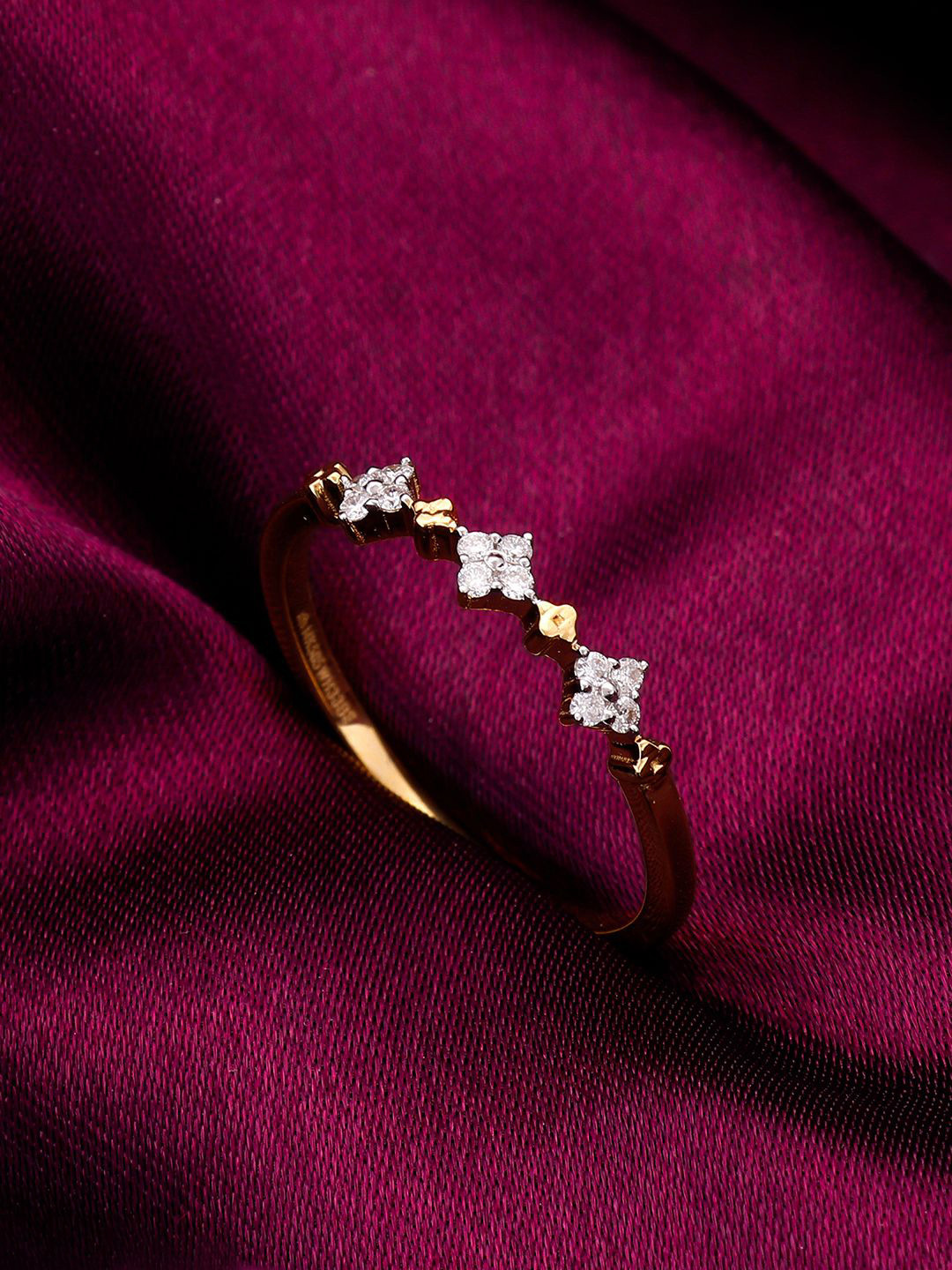 GIVA 14K Yellow Gold Blushing Beauty Ring Diamond-1.22 gms