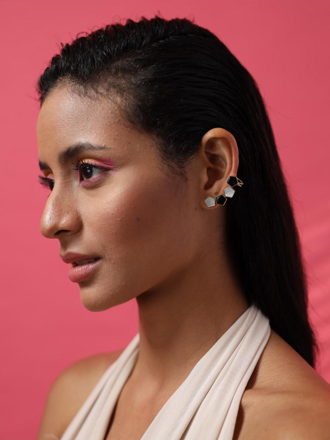 Varnika Arora Gold-Plated Geometric Mother of Pearl Ear Cuff