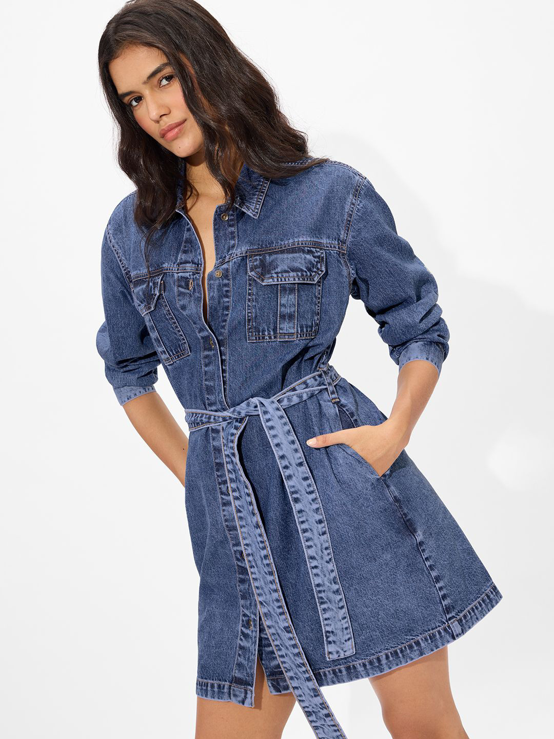 The Souled Store Denim Shirt Dress : Iris