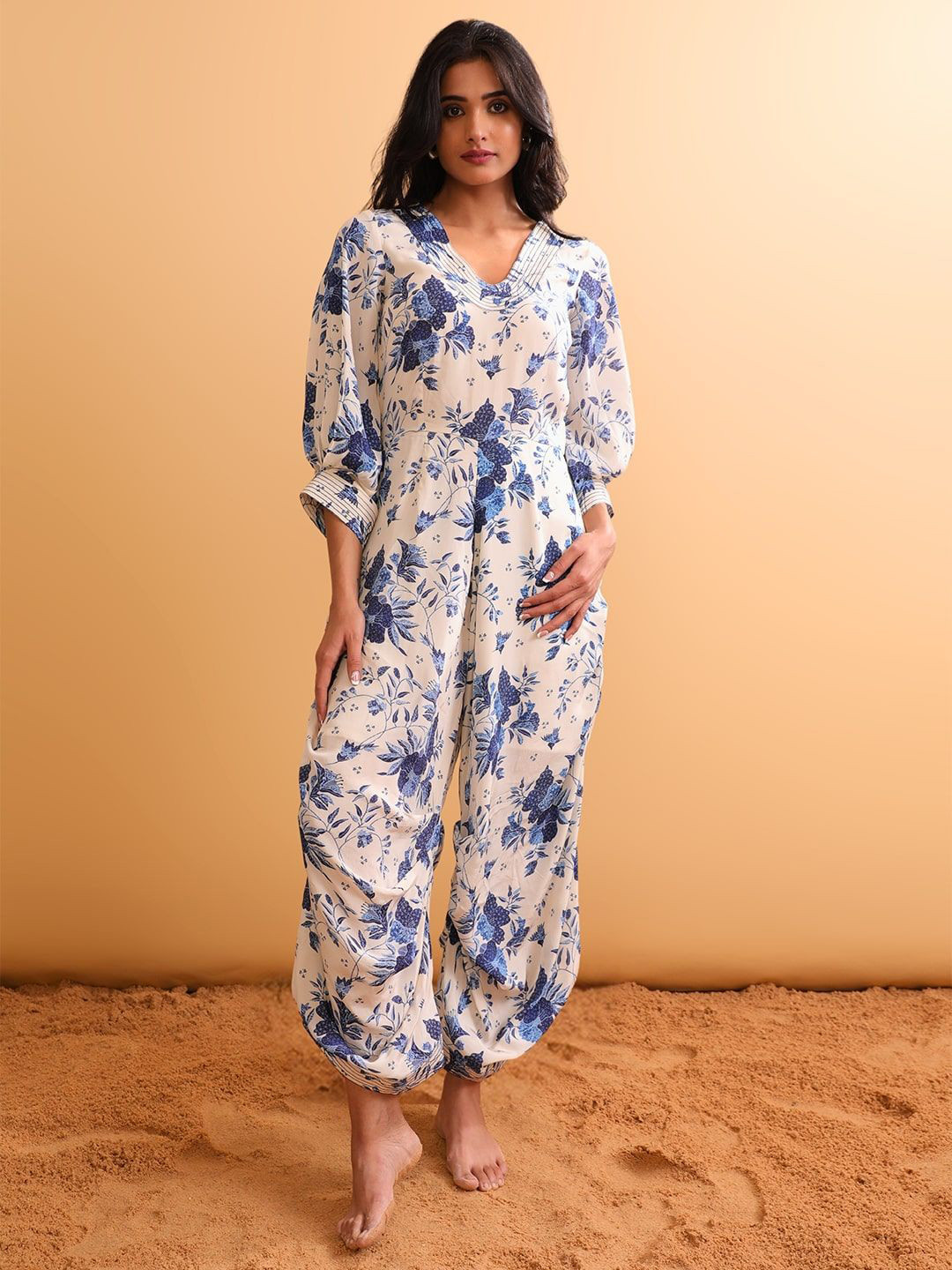 NH KAPDEWALA V-Neck Printed Basic Jumpsuit