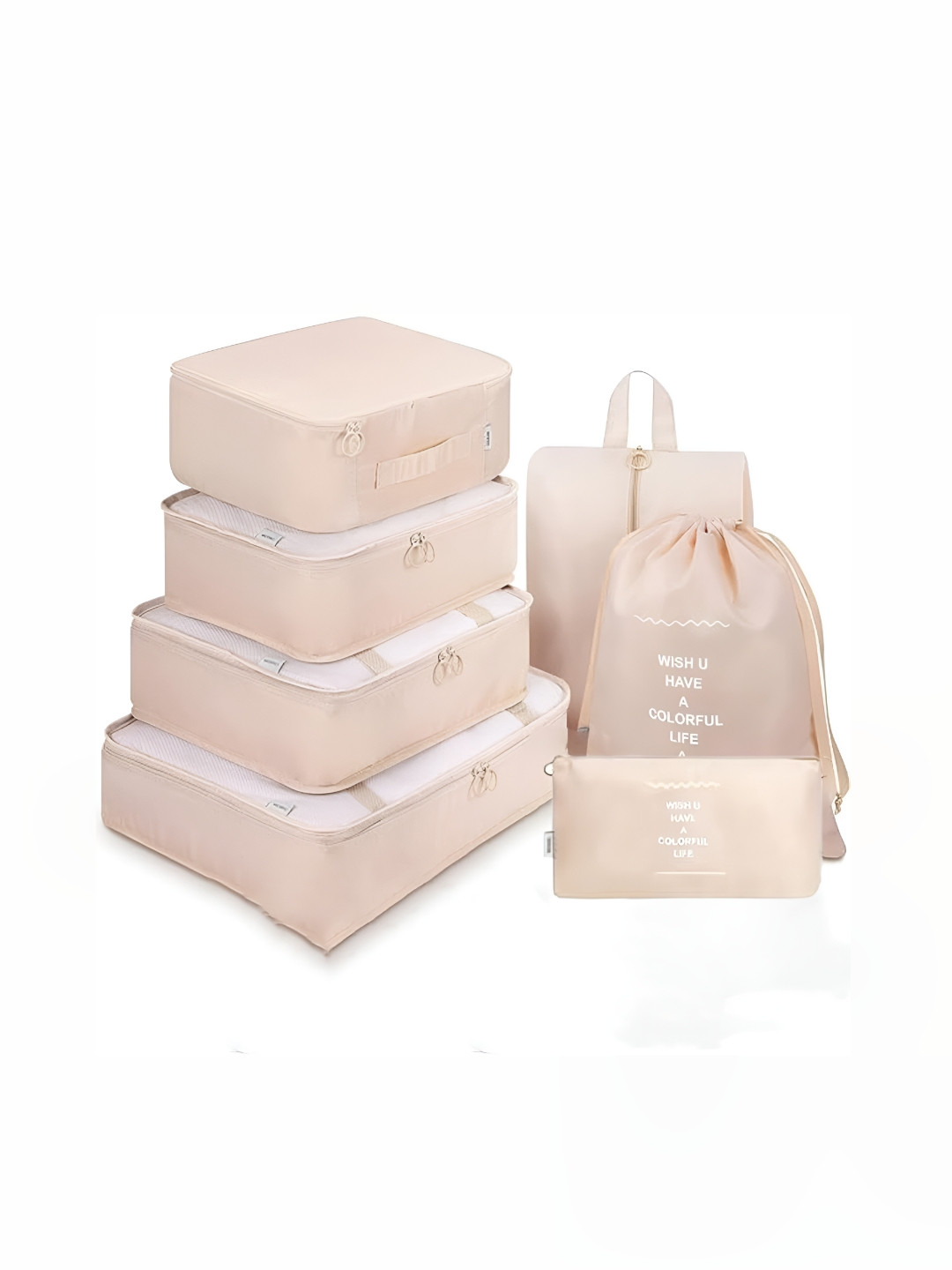 Awestuffs Beige & Cream Colored 7 Pieces Water Resistant Multi Utility Organisers