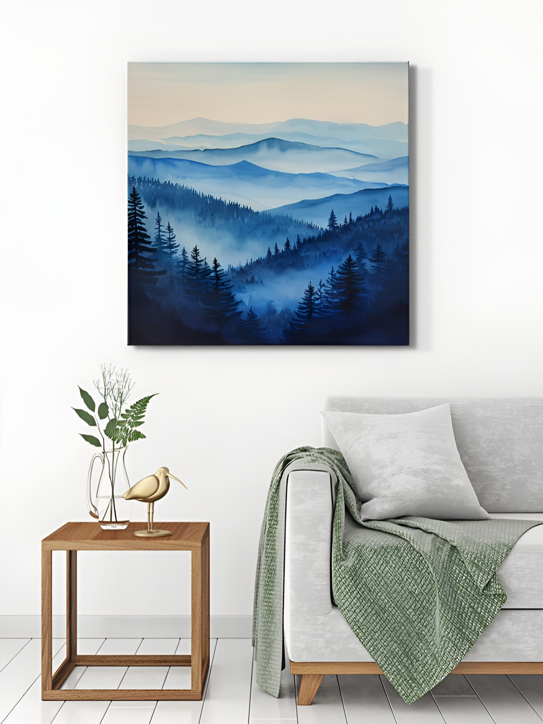 999Store Blue & Black Blue Forest Canvas Painting Wall Art