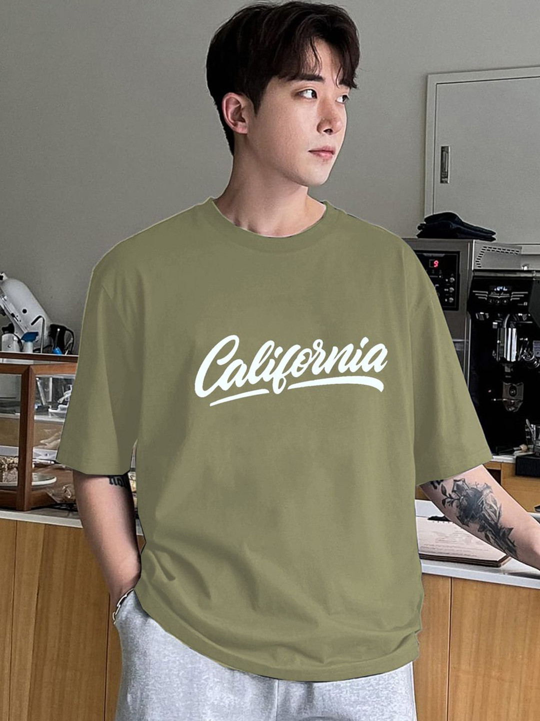Genzy Men Typography Printed Oversized T-shirt