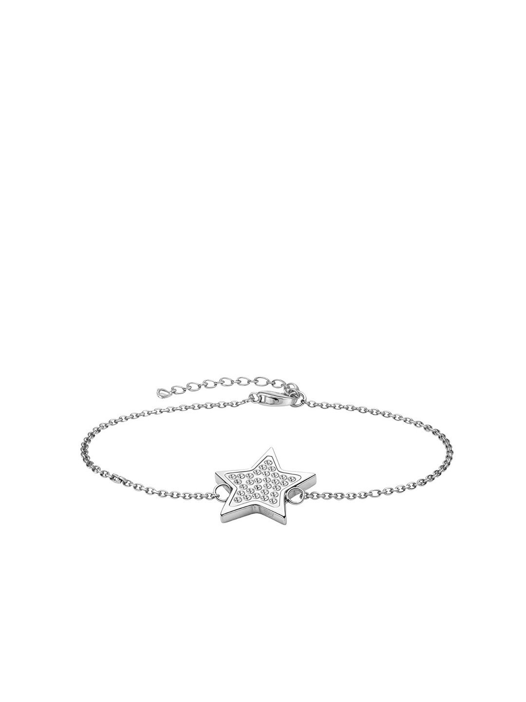 HighSpark 925 Sterling Silver Cubic Zirconia Studded Star Charm Bracelet