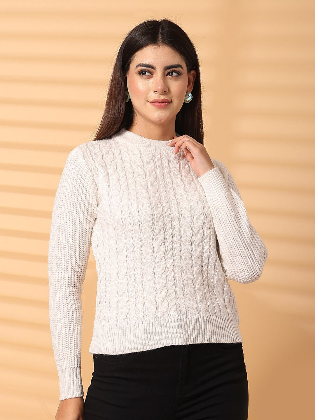 Clora Creation Women Cable Knit Woollen Pullover