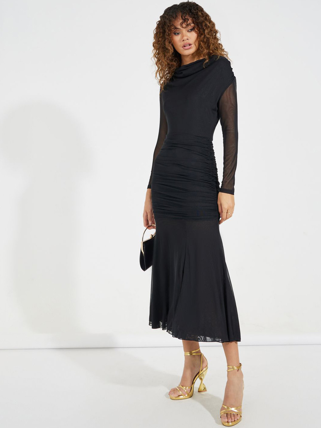 Styli Women  A-Line Solid Midi Dress with Front Slit