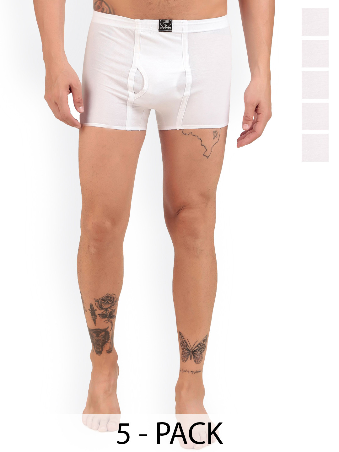inner element Men Pack Of 5 Pure Cotton Trunks MINI_Trunk_White_Pk5_XS