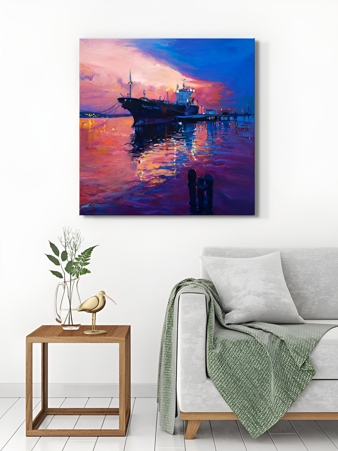 999Store Blue & Pink hip Painting, Sunset Art Canvas Wall Paintings
