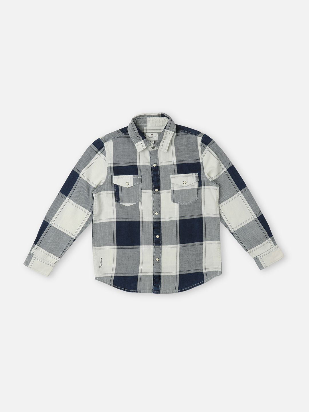 Pepe Jeans Boys Spread Collar Buffalo Checked Cotton Casual Shirt