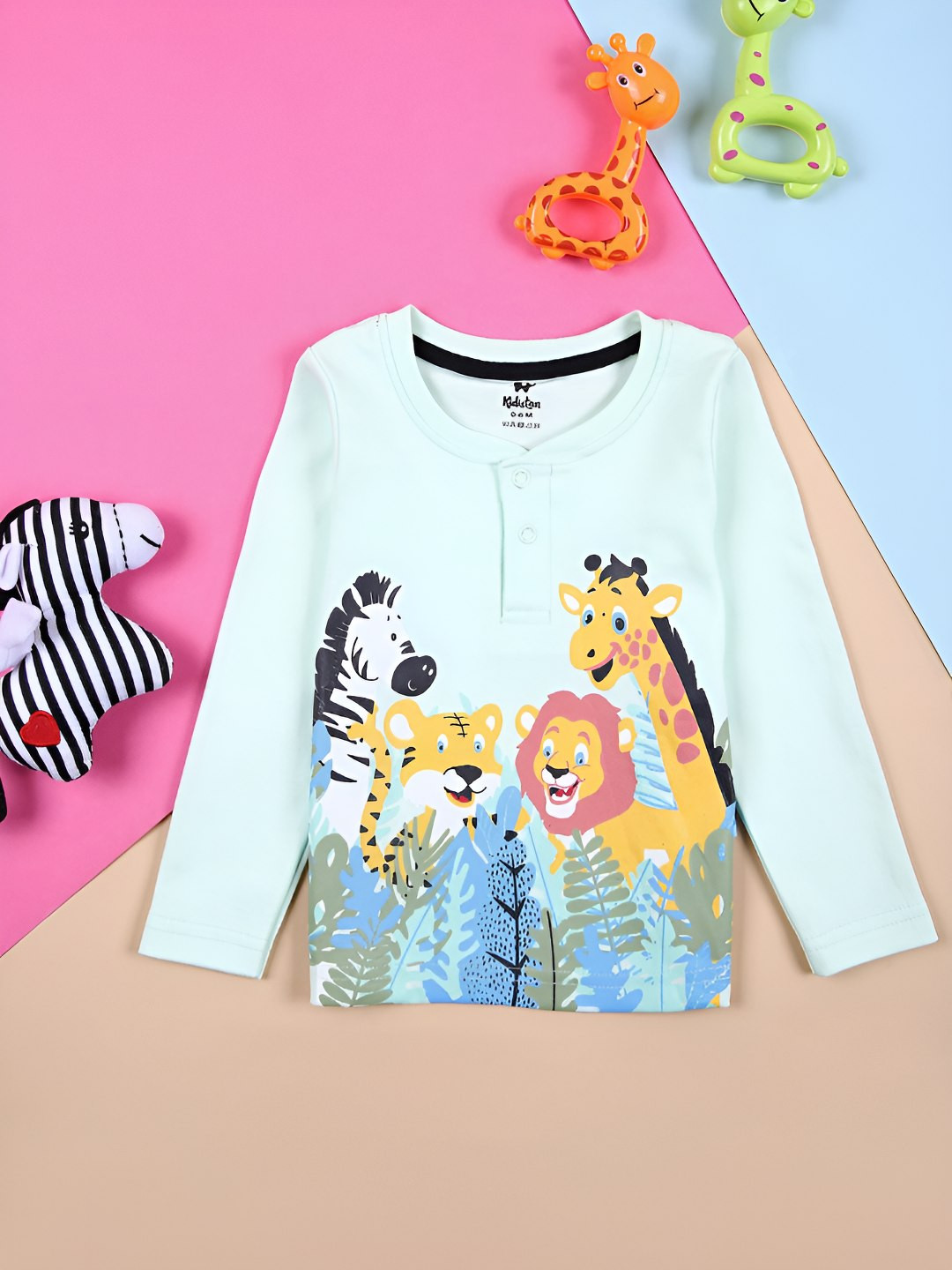 V-Mart Boys Graphic Printed Henley Neck Cotton T-shirt
