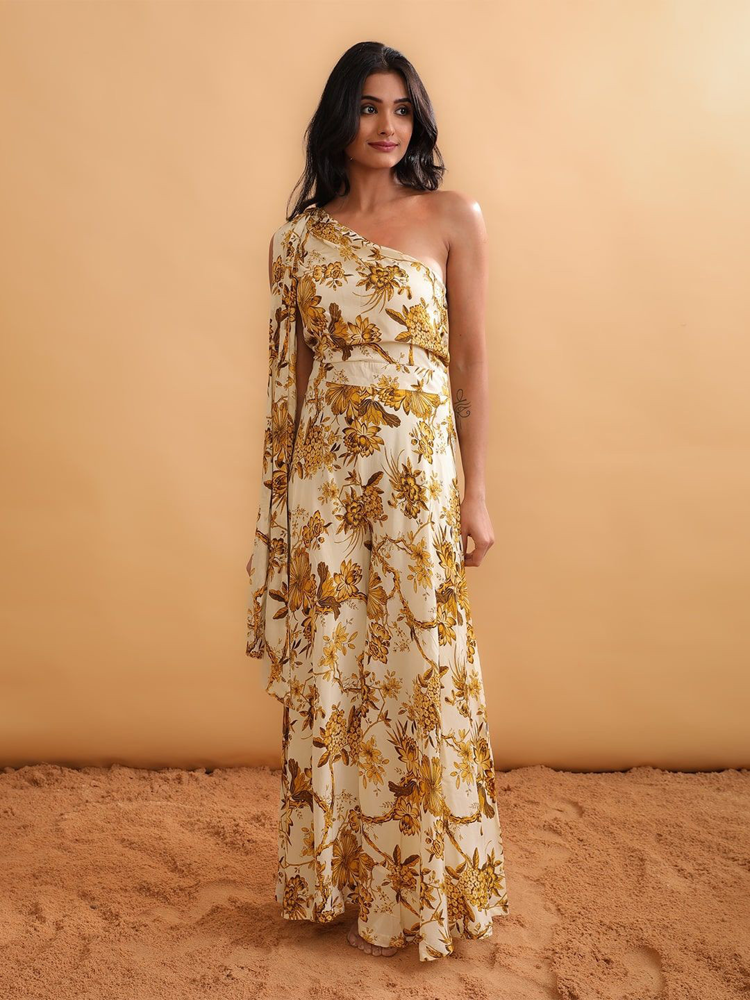 NH KAPDEWALA One Shoulder Printed Jumpsuit