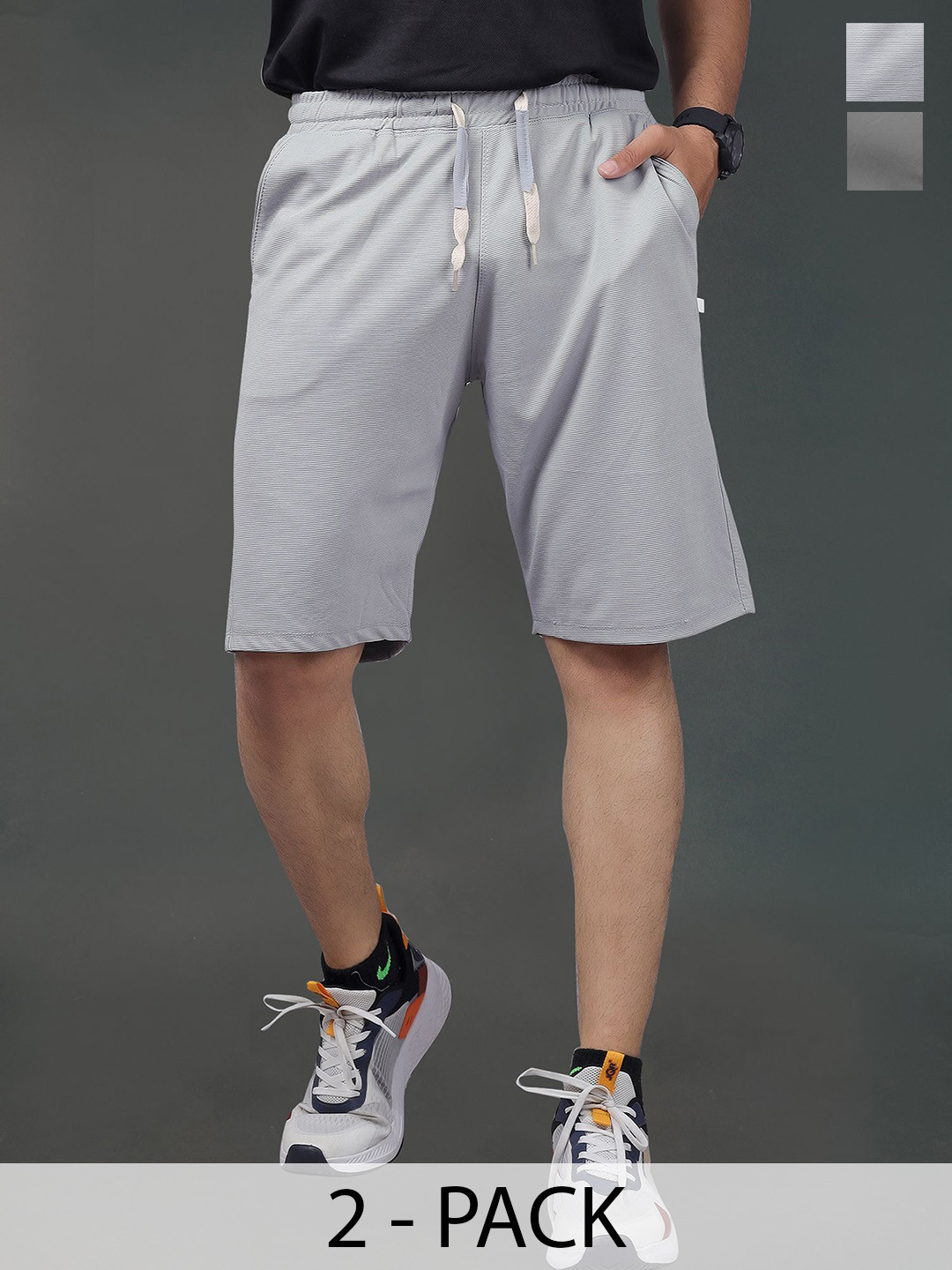 Septem Pack Of 2 Men Solid Training or Gym Sports Shorts