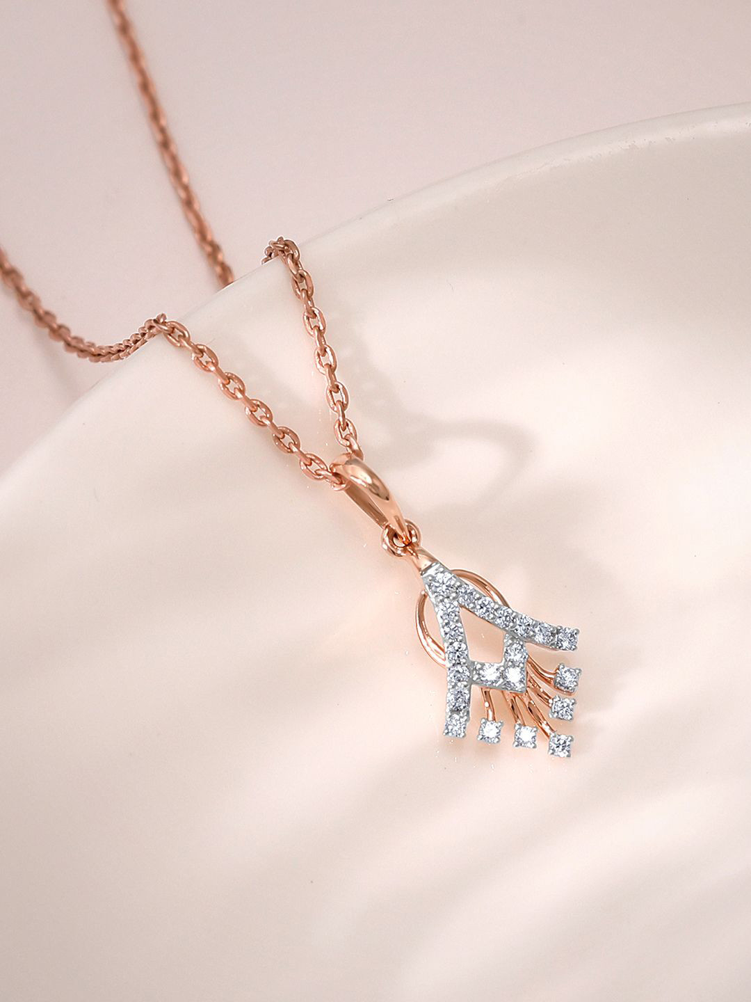 GIVA 18KT Rose Gold Benignant Diamond Pendant