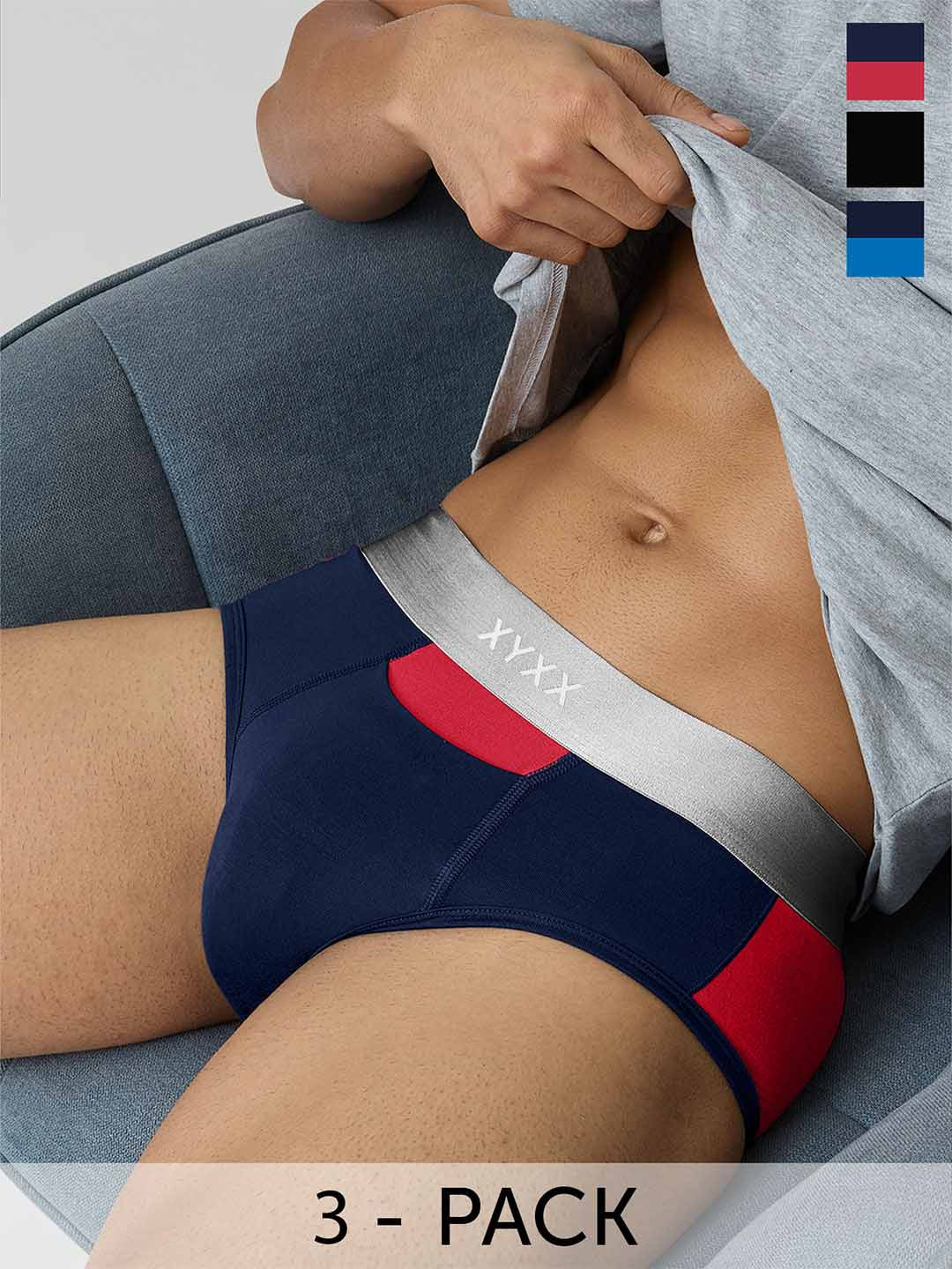 XYXX Men IntelliSoft Antimicrobial Micro Modal Pack of 3 Illuminati Briefs XYBRF3PCKN351