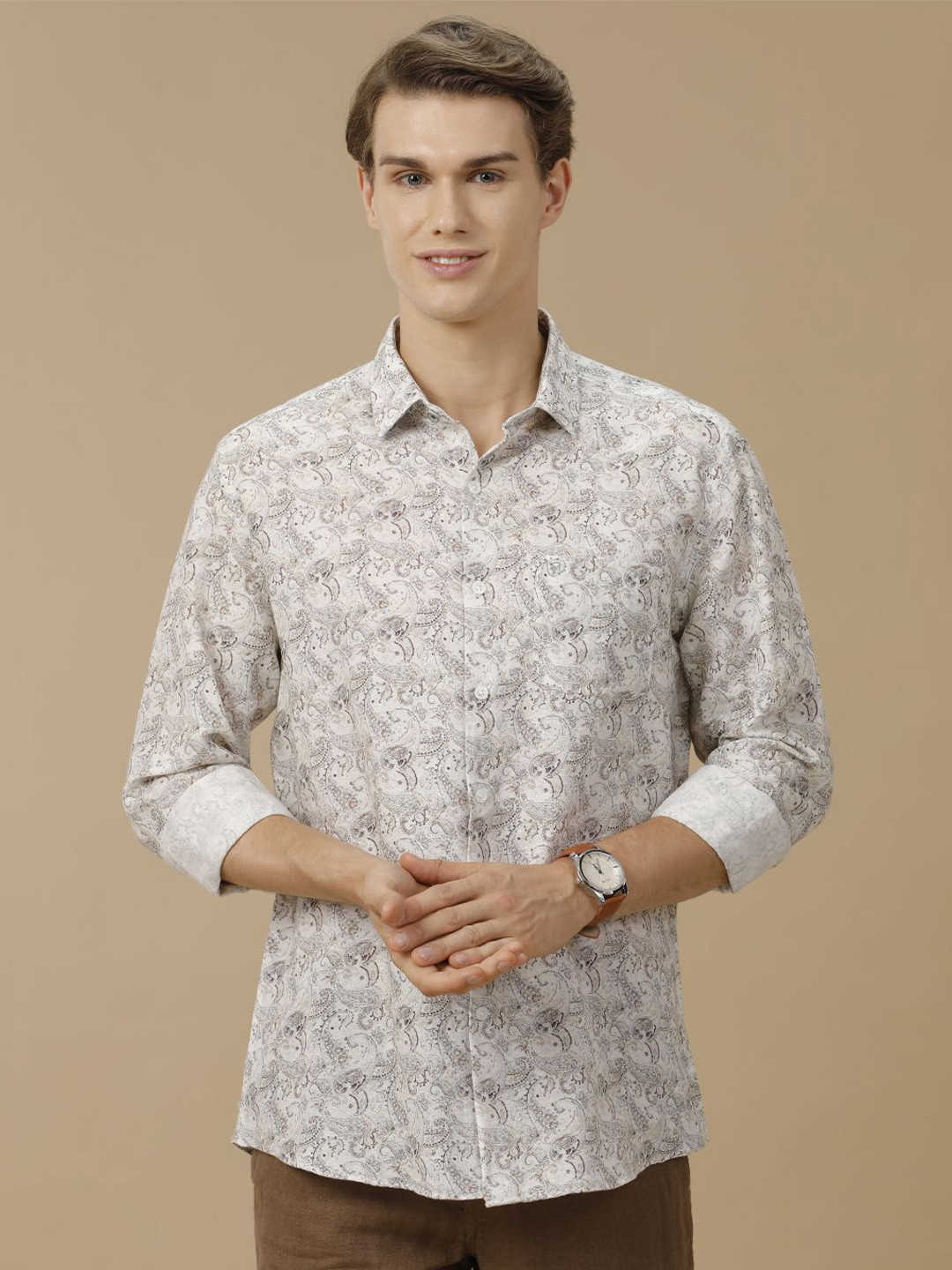 Linen Club Men Contemporary Ethnic Print Printed Slim Fit Casual Shirt