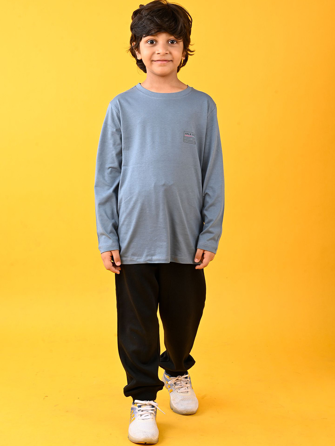 Anthrilo kids XPLR TECH Boys Round Neck Long Sleeves Fleece T-Shirt Jogger Clothing Set