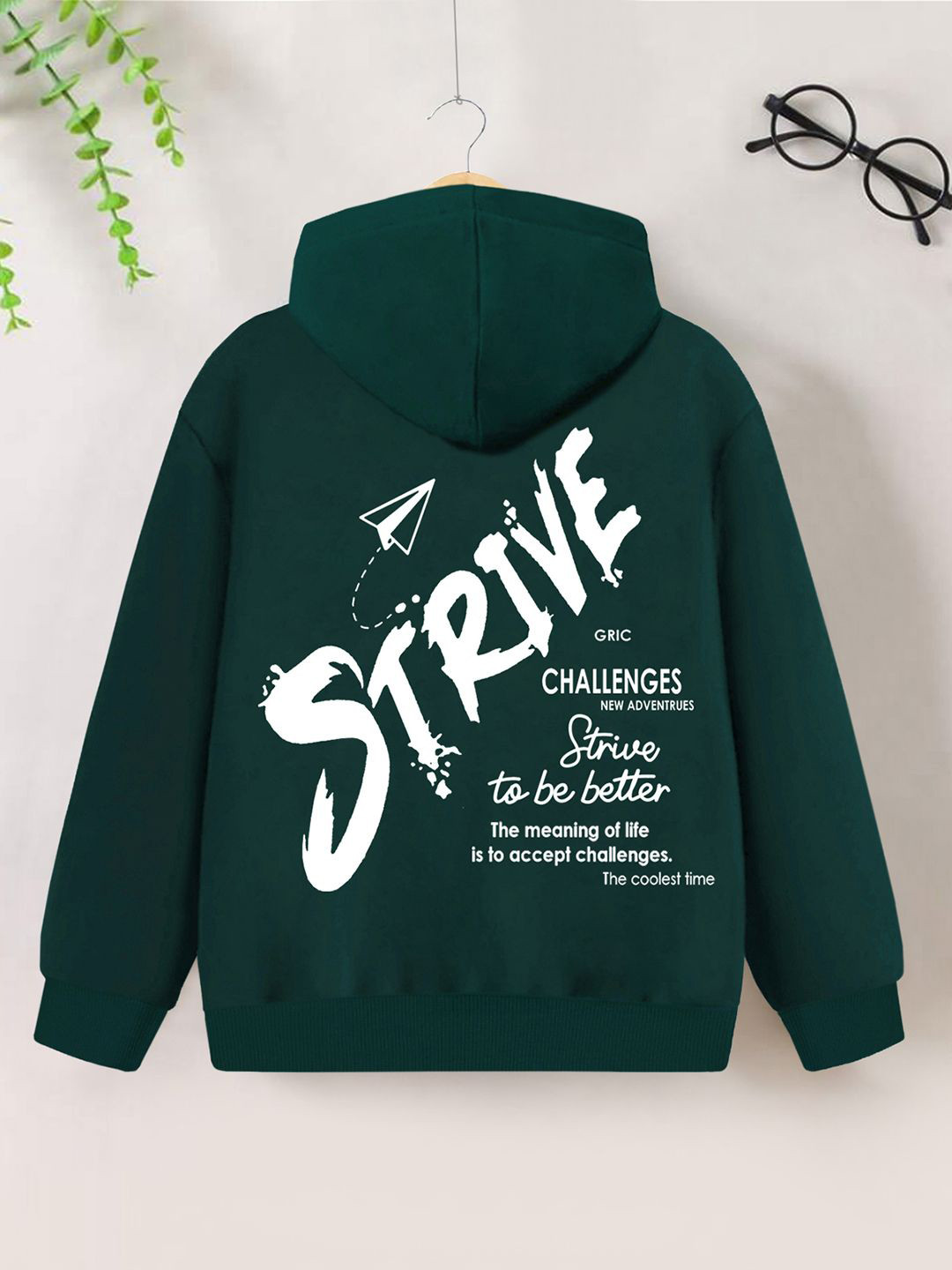 YK X Trampoline Unisex Kids Typography Printed Hooded Cotton Sweatshirt