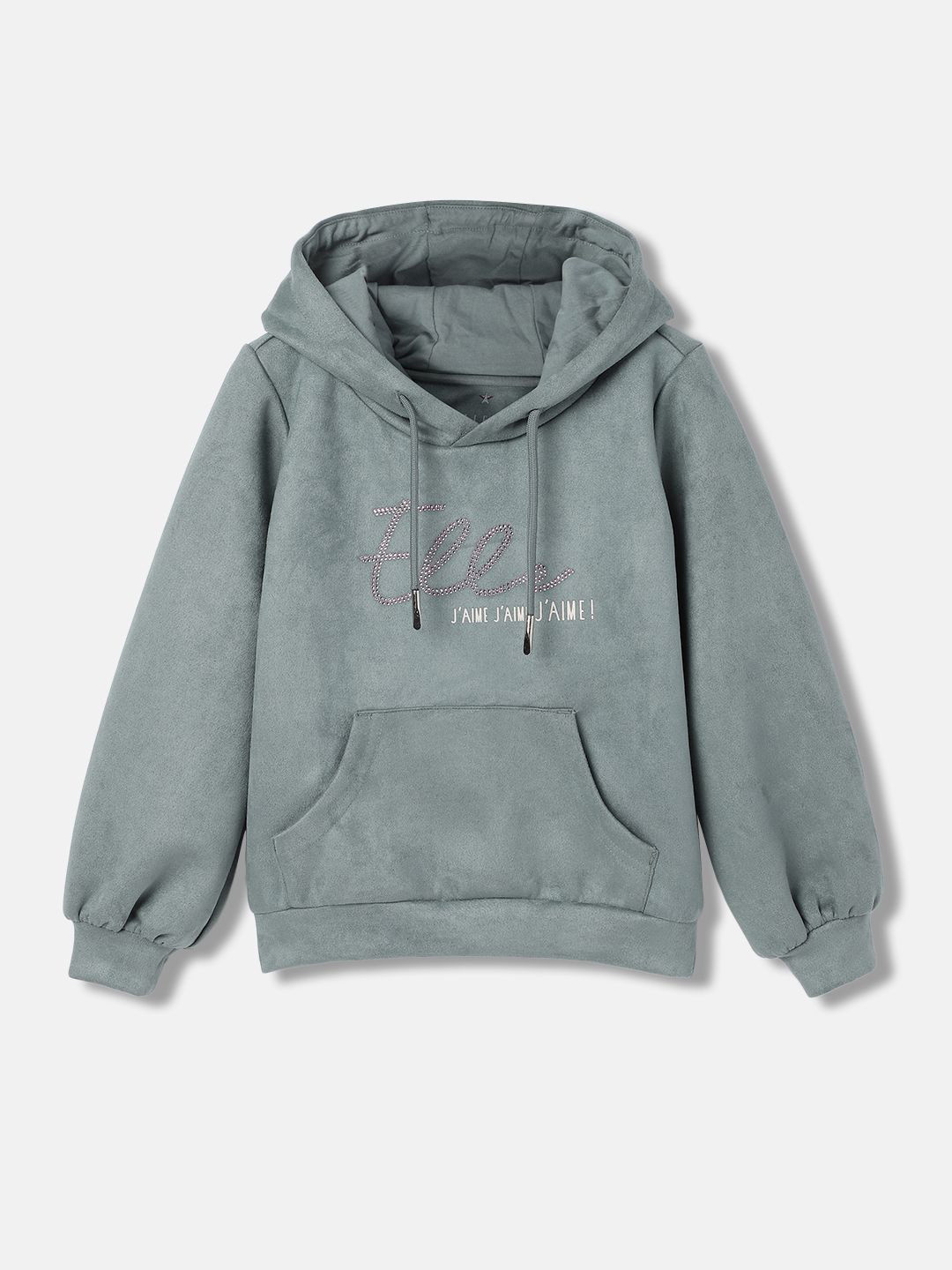 ELLE Girls Solid Hooded Full Sleeves Pullover Sweatshirt